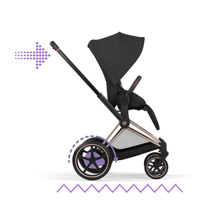 CYBEX e-PRIAM Pushchair & Fold Cot - Comfort - Sepia Black/Rose Gold