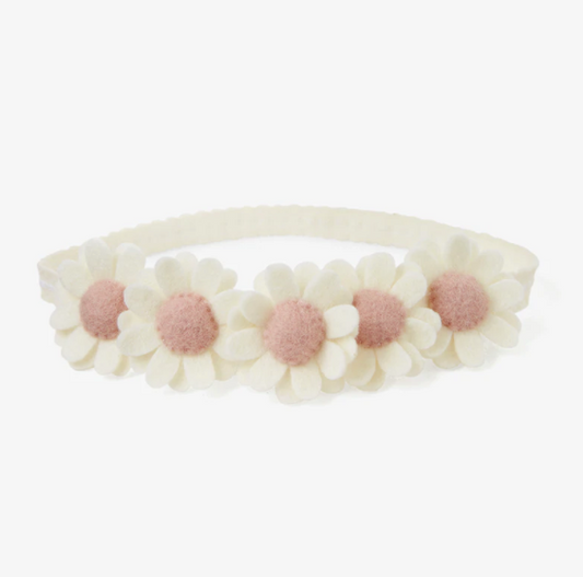 Cream Flower Crown Felt Nylon Baby Headband