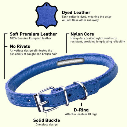 Dogline - Soft Leather Round Collar