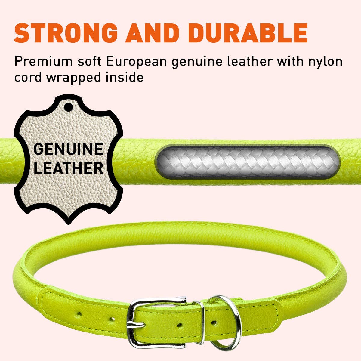 Dogline - Soft Leather Round Collar
