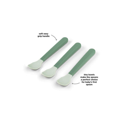 Done By Deer Foodie Easy-Grip Baby Spoon 3 Pack - Green