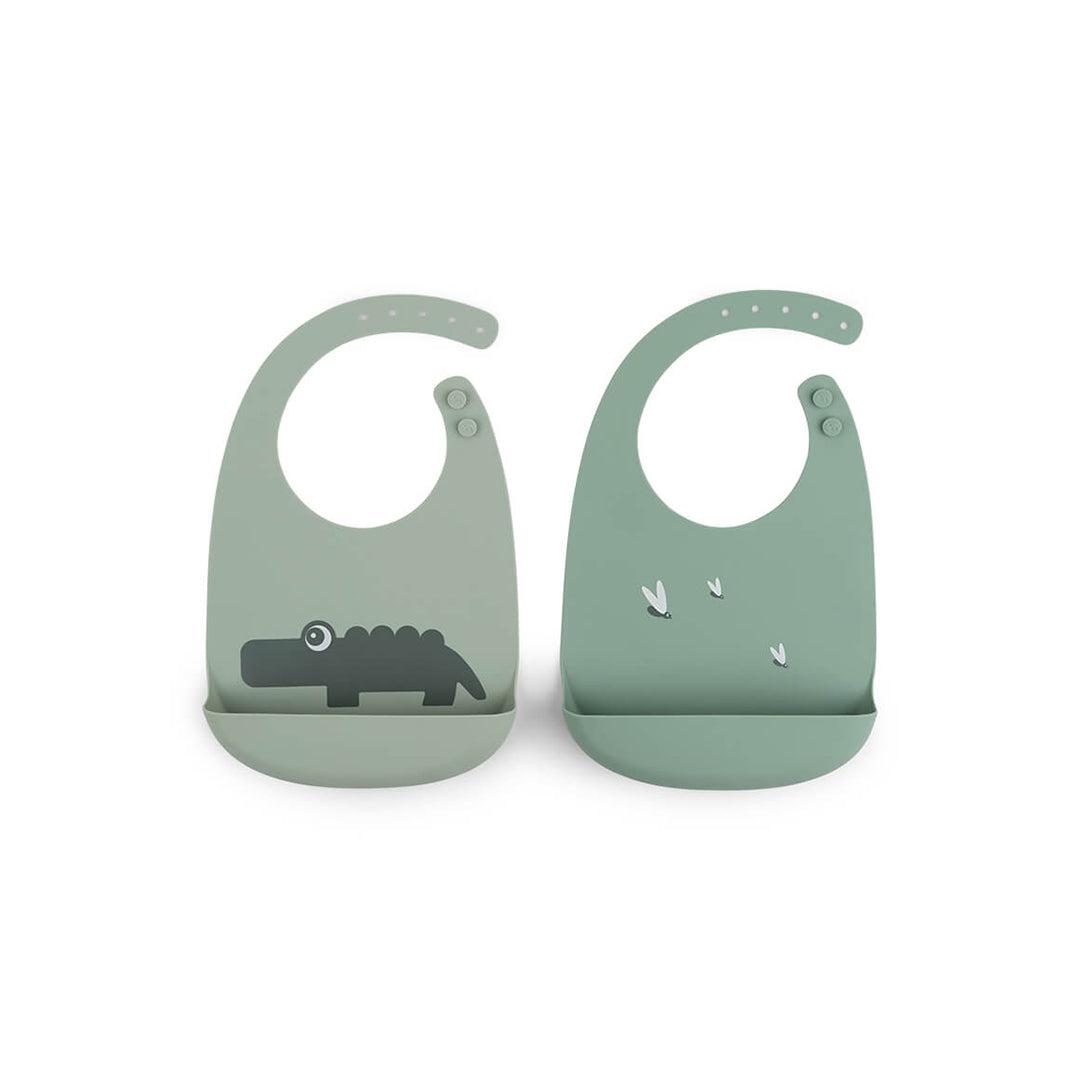 Done by Deer Silicone Bib 2-pack - Green - Croco