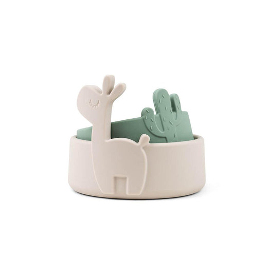 Done by Deer Silicone Bowl Set 2 Pieces - Sand/Green - Lalee