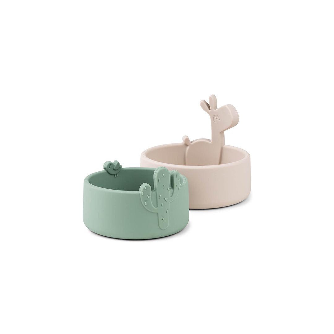 Done by Deer Silicone Bowl Set 2 Pieces - Sand/Green - Lalee