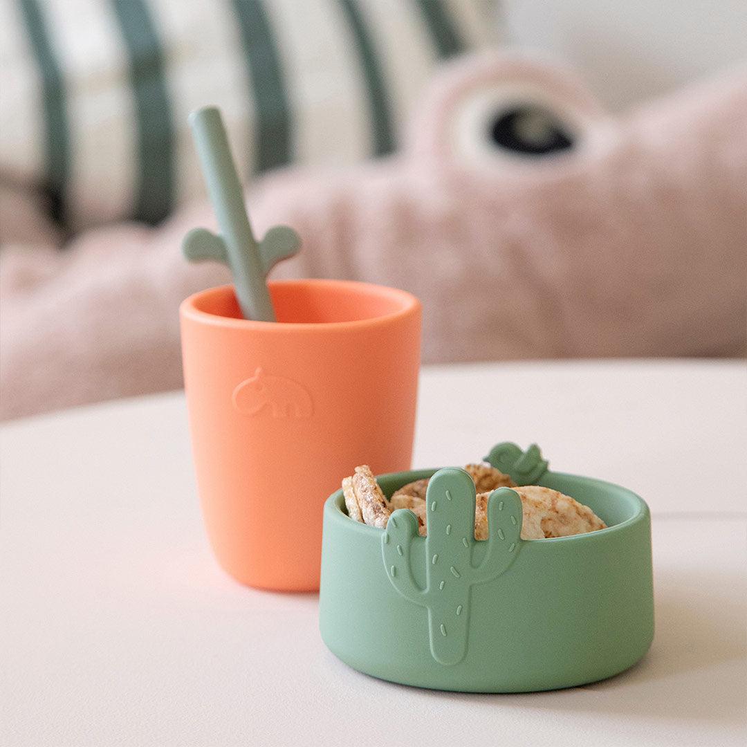 Done by Deer Silicone Bowl Set 2 Pieces - Sand/Green - Lalee