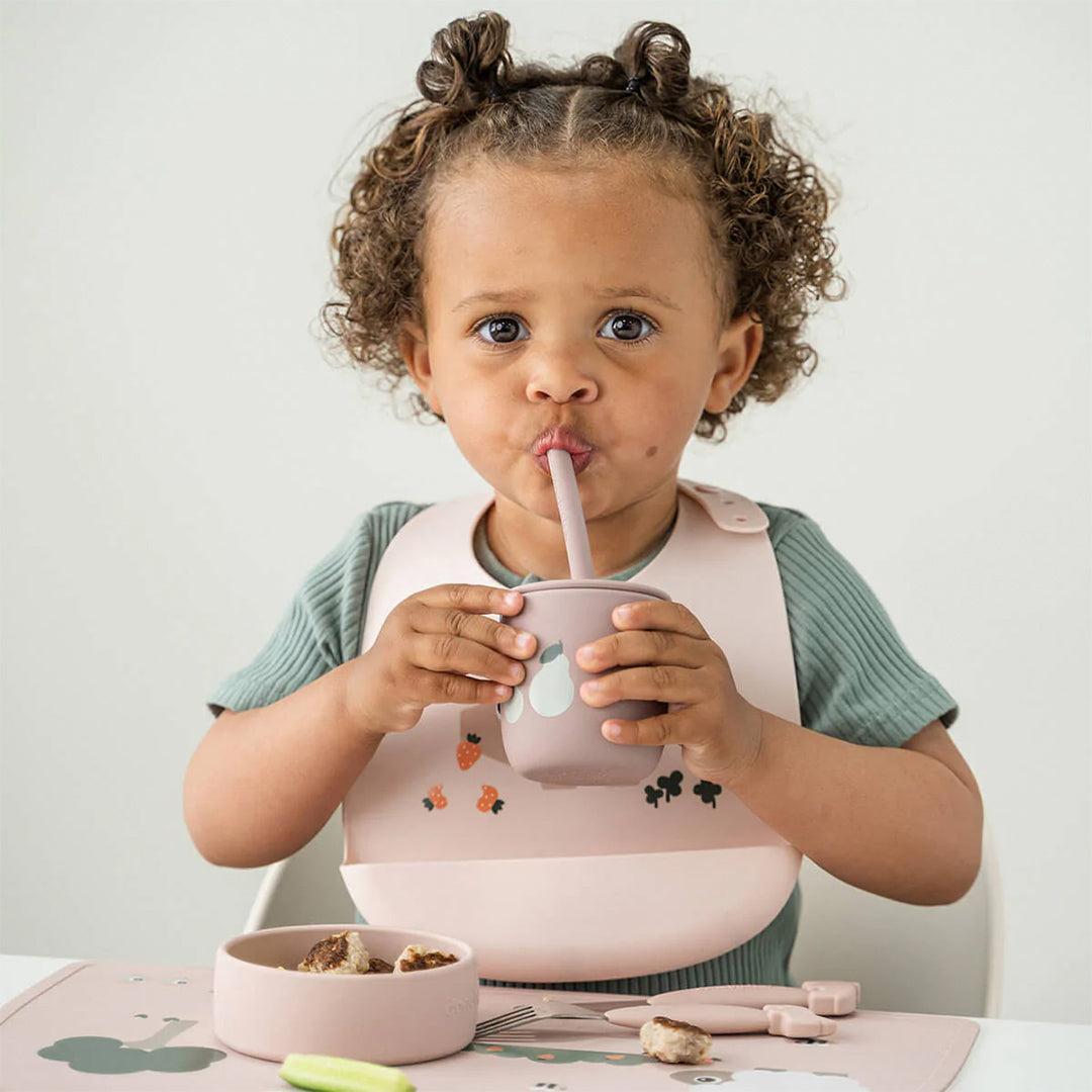 Done by Deer Silicone Straw Cup 2 Pack - Tiny Farm Powder