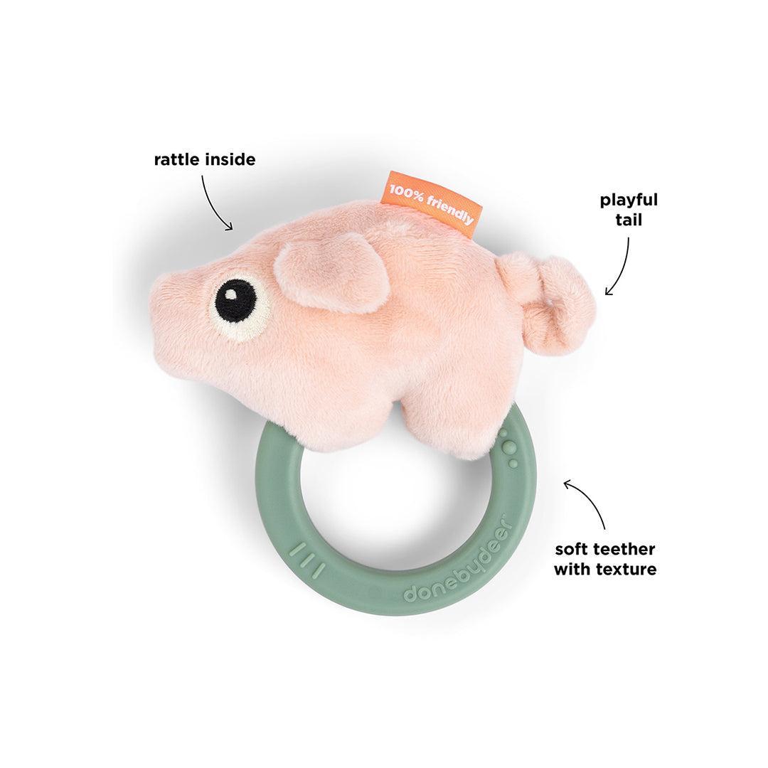 Done By Deer Sensory Rattle with Teether - Pigee Colour Mix