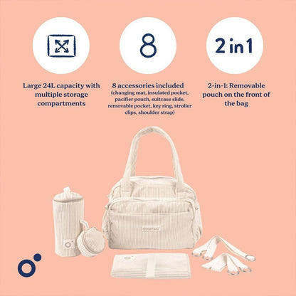 Doomoo Changing Bag - Fluffy Corduroy Beige