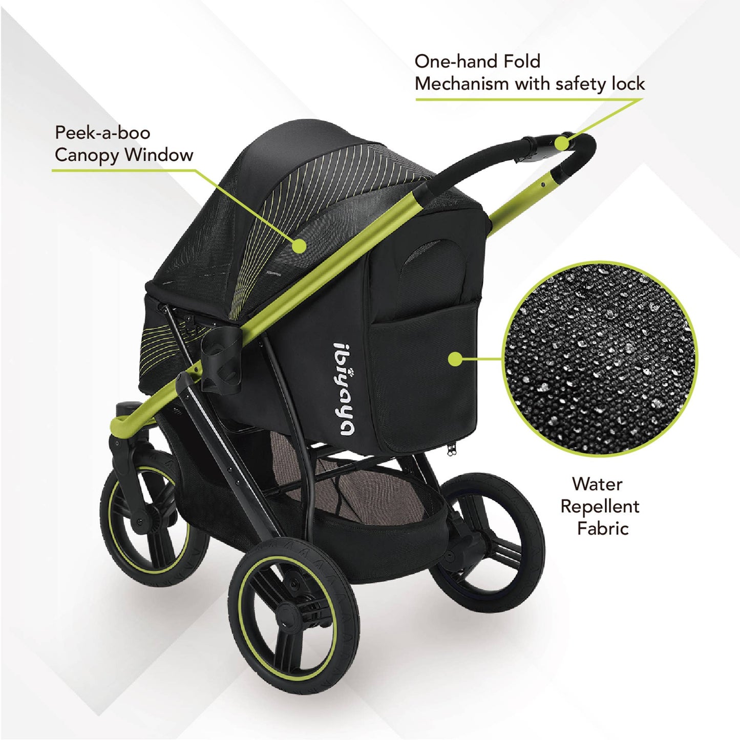 Ibiyaya - Beast Pet Jogging Stroller, 3-Wheel All-Terrain Dog-Cat Pram