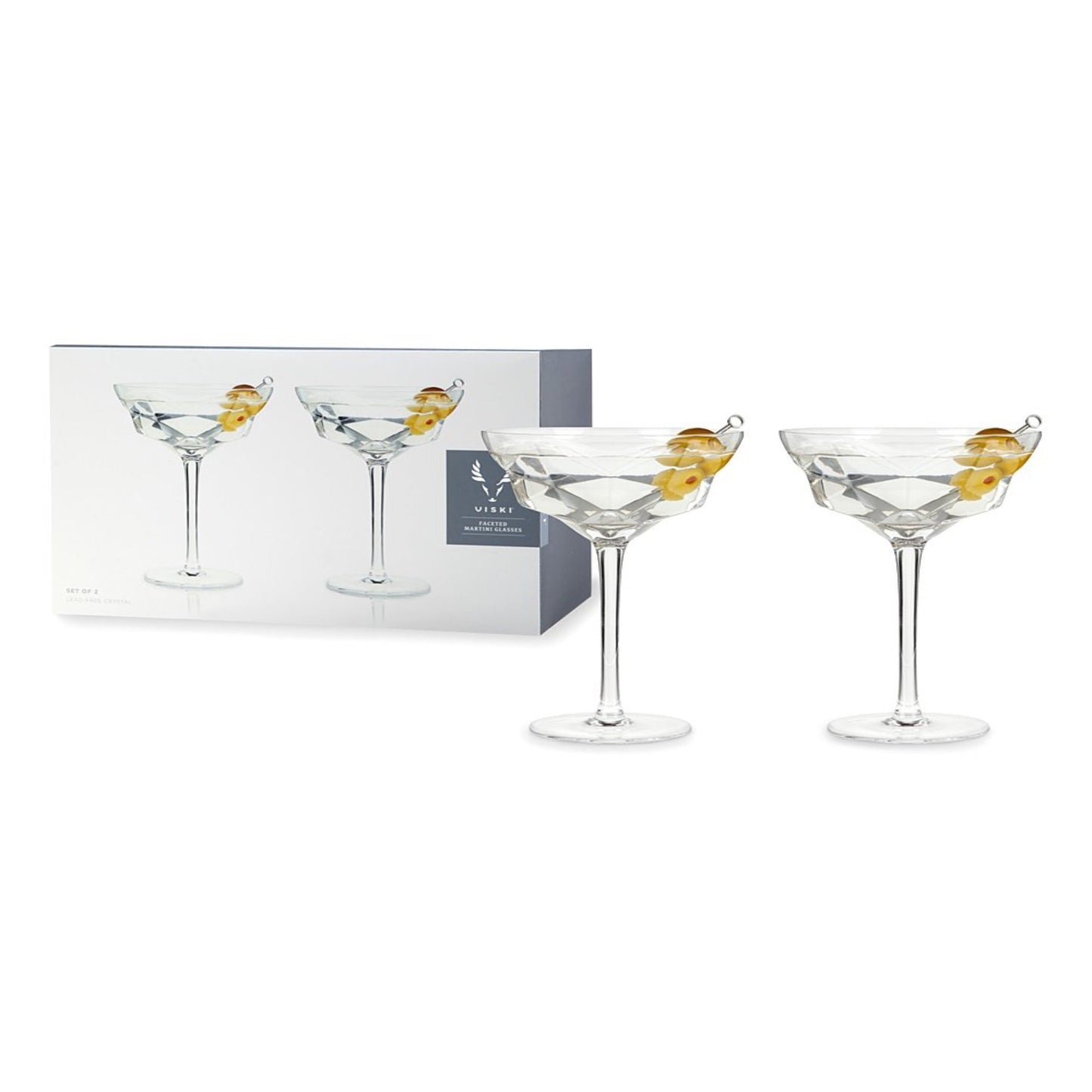 Viski Faceted Martini Glasses