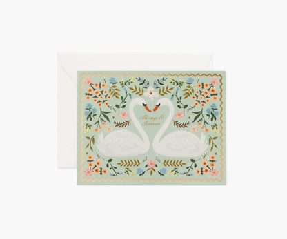 Always & Forever Swans Wedding Card - Single Card