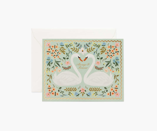 Always & Forever Swans Wedding Card - Single Card