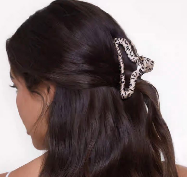 Leopard Satin Wrapped Claw Clip
