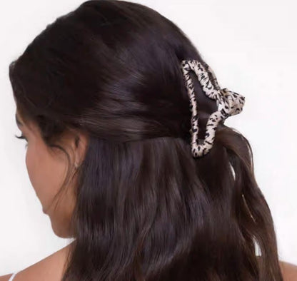 Leopard Satin Wrapped Claw Clip