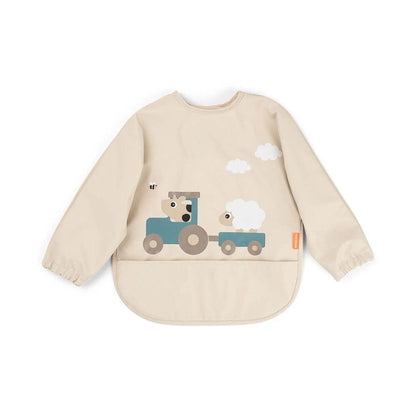 Done by Deer Sleeved Pocket Bib - Tiny Farm Sand