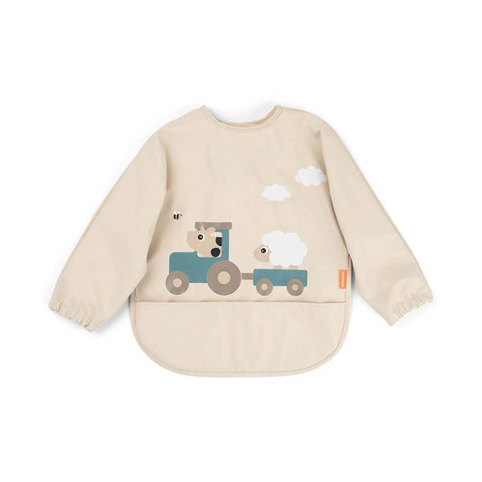 Done by Deer Sleeved Pocket Bib - Tiny Farm Sand