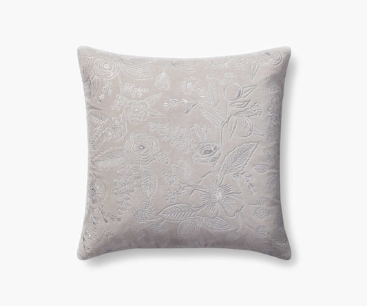 Colette Embroidered Pillow - Grey