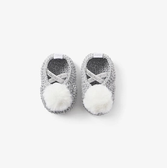 POM METALLIC HAND CROCHETED BABY BOOTIES