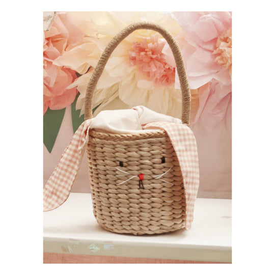 Gingham Bunny Straw Bag