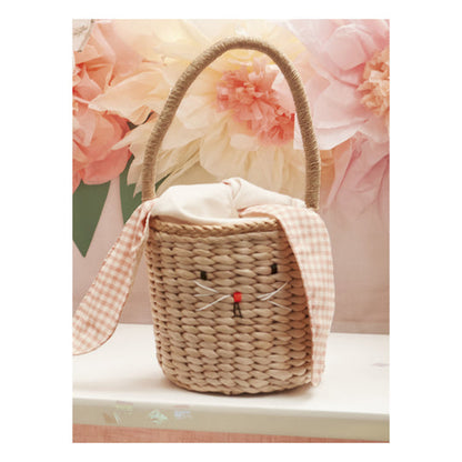 Gingham Bunny Straw Bag