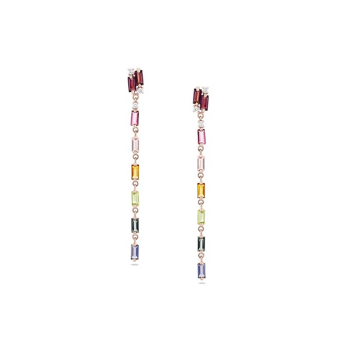 Pastel Dangle Baguette Earrings
