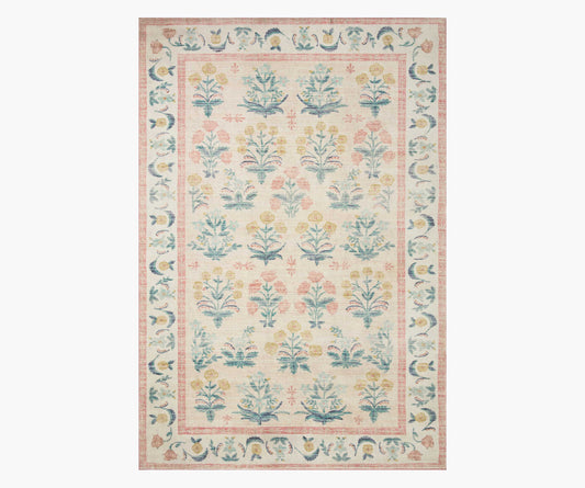 Eden Mughal Rose Power Loomed Rug - Blush