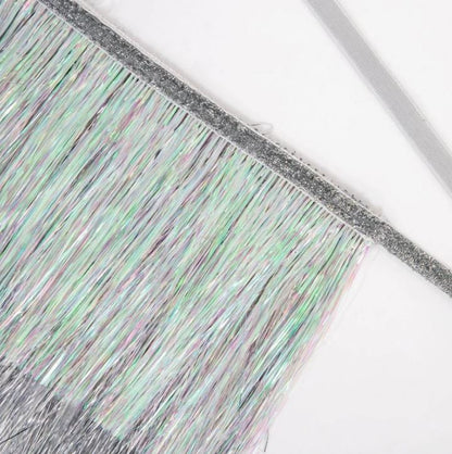 Silver Iridescent Tinsel Fringe Garland