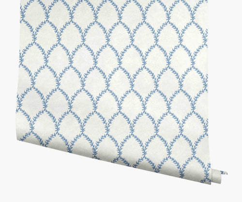 Laurel Wallpaper - Blue & White