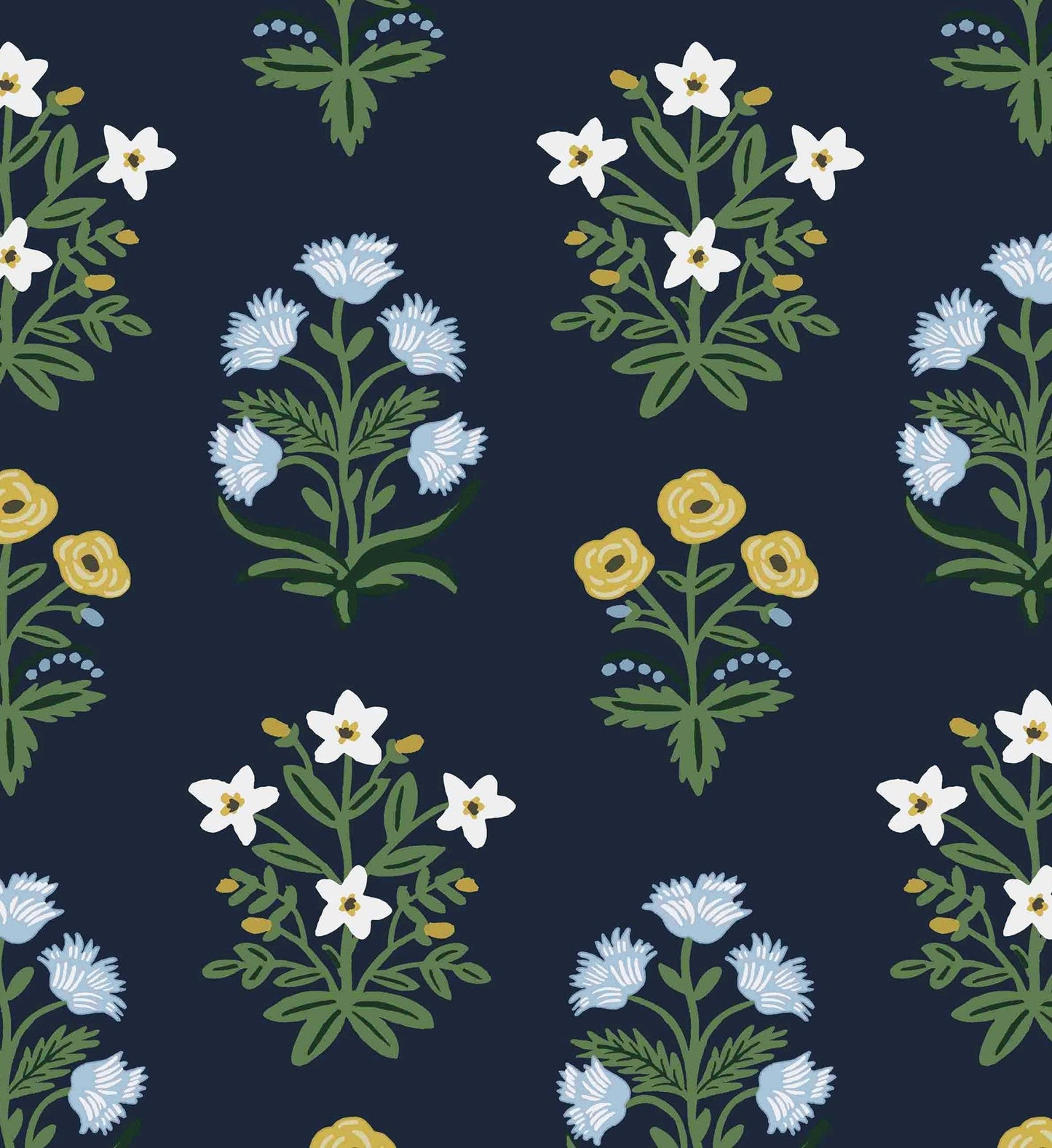 Mughal Rose Wallpaper - Navy