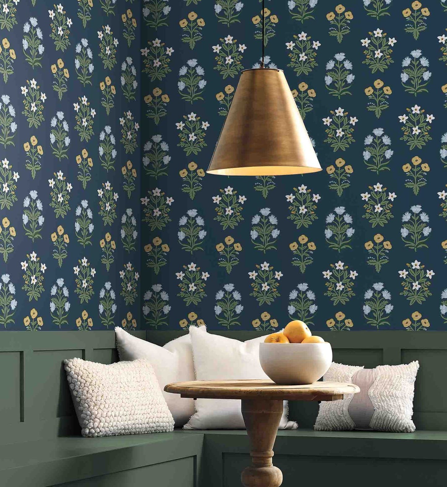 Mughal Rose Wallpaper - Navy