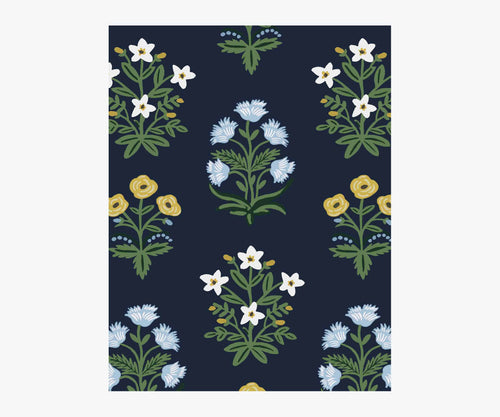 Mughal Rose Wallpaper Sample - Navy