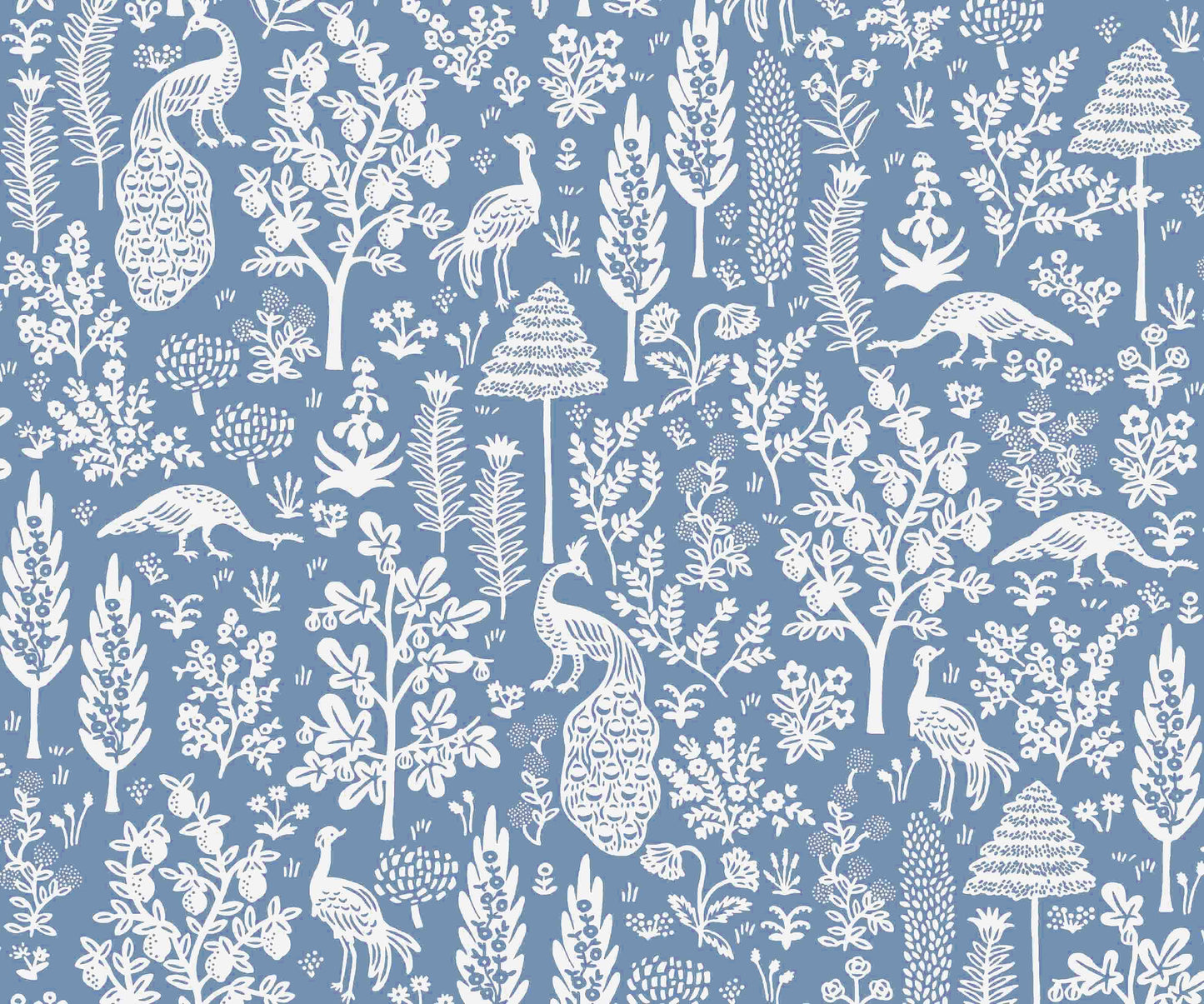 Menagerie Toile Wallpaper - Blue & White